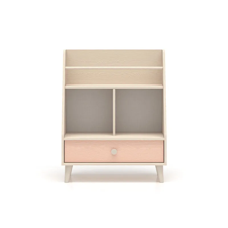 Petite bibliothèque 1 tiroir Alycia Beige et Rose
