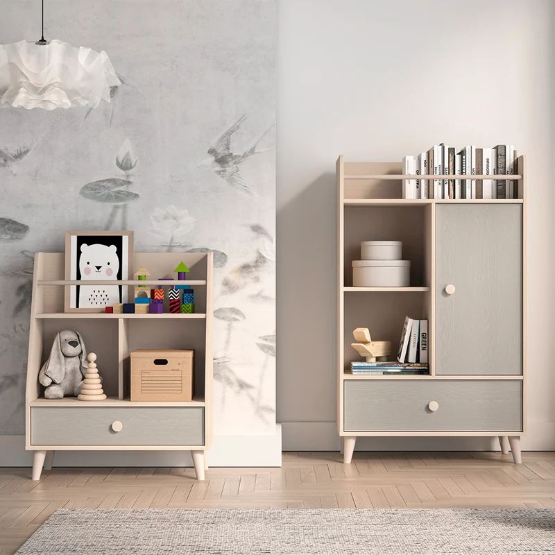 Petite bibliothèque 1 tiroir Alycia Beige et Gris