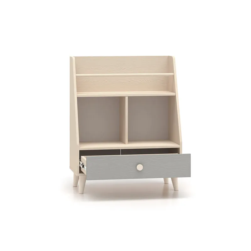 Petite bibliothèque 1 tiroir Alycia Beige et Gris