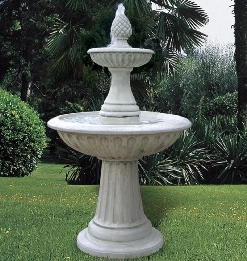 Casa Padrino Barock Springbrunnen Grau Ø 93 x H. 150 cm - Runder Gartenbrunnen - Made in Italy