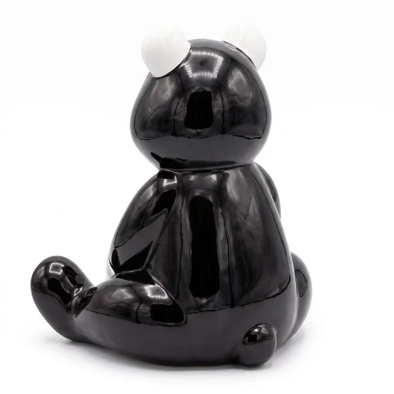 Casa Padrino Luxus Deko Figur Boxer Teddybär Schwarz / Weiß 50 cm - Deko Skulptur