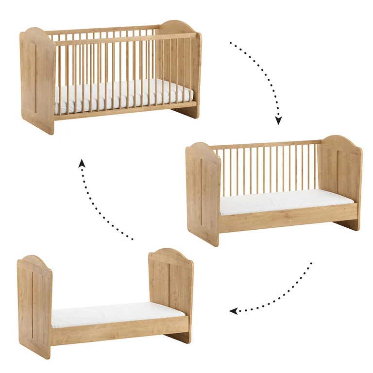 Lit évolutif 70x140 et commode à langer Vox Megeve Bois
