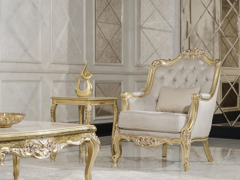 Casa Padrino Luxus Barock Sessel Grau / Gold H. 105 cm - Barock Möbel