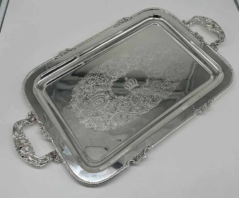 Pompöös by Casa Padrino Luxus Barock Serviertablett Krone Silber 47 cm - designed by Harald Glööckler