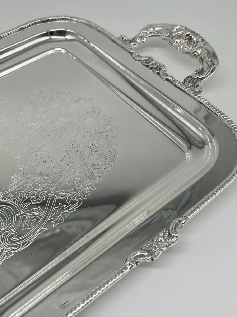 Pompöös by Casa Padrino Luxus Barock Serviertablett Krone Silber 47 cm - designed by Harald Glööckler