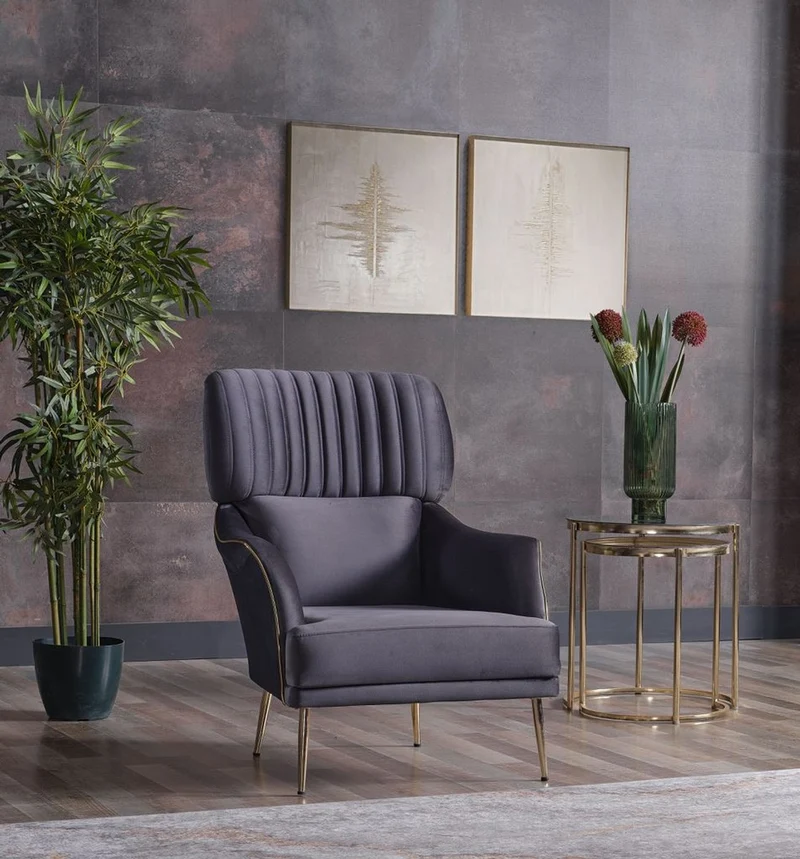 Casa Padrino Luxus Wohnzimmer Sessel Lila / Gold H. 99 cm - Luxus Möbel