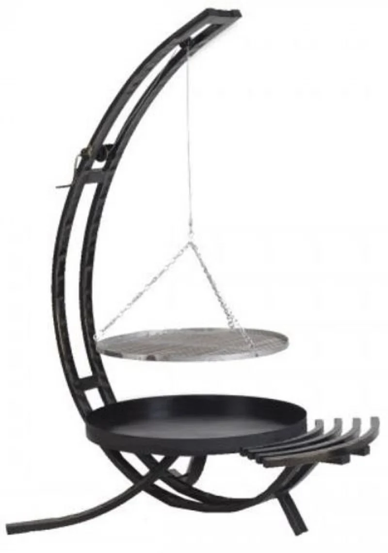 Casa Padrino Luxus Metall Schwenkgrill Schwarz / Silber 80 x 70 x H. 190 cm