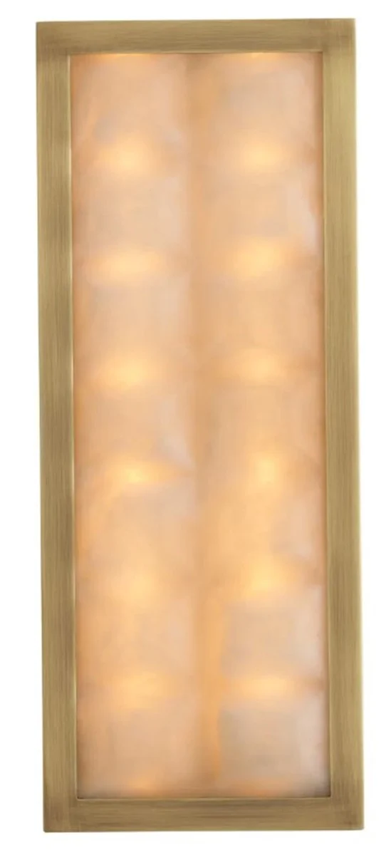 Casa Padrino Luxus Wandleuchte Antik Messing / Alabaster H. 38 cm, B. 15 cm, T. 6 cm