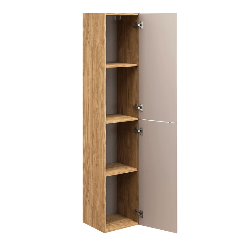 Colonne murale 2 portes Elora Beige et bois