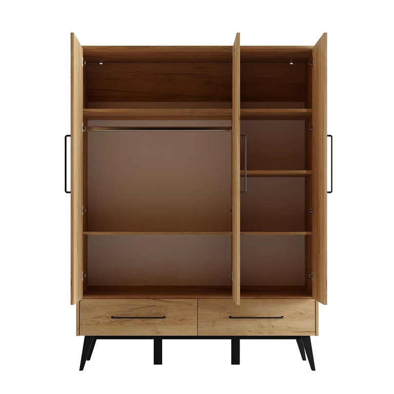 Armoire 3 portes 2 tiroirs Pinio Retro Bois