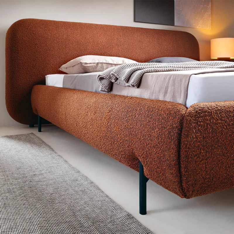 Lit coffre 160x200 sommier inclus Tobias Brique