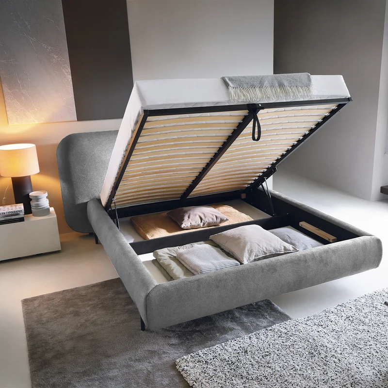 Lit coffre 160x200 sommier inclus Tobias Gris