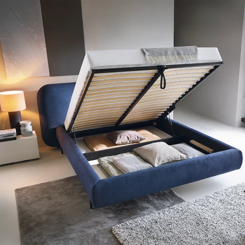 Lit coffre 180x200 sommier inclus Tobias Bleu