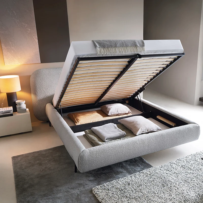 Lit coffre 180x200 sommier inclus Tobias Gris clair