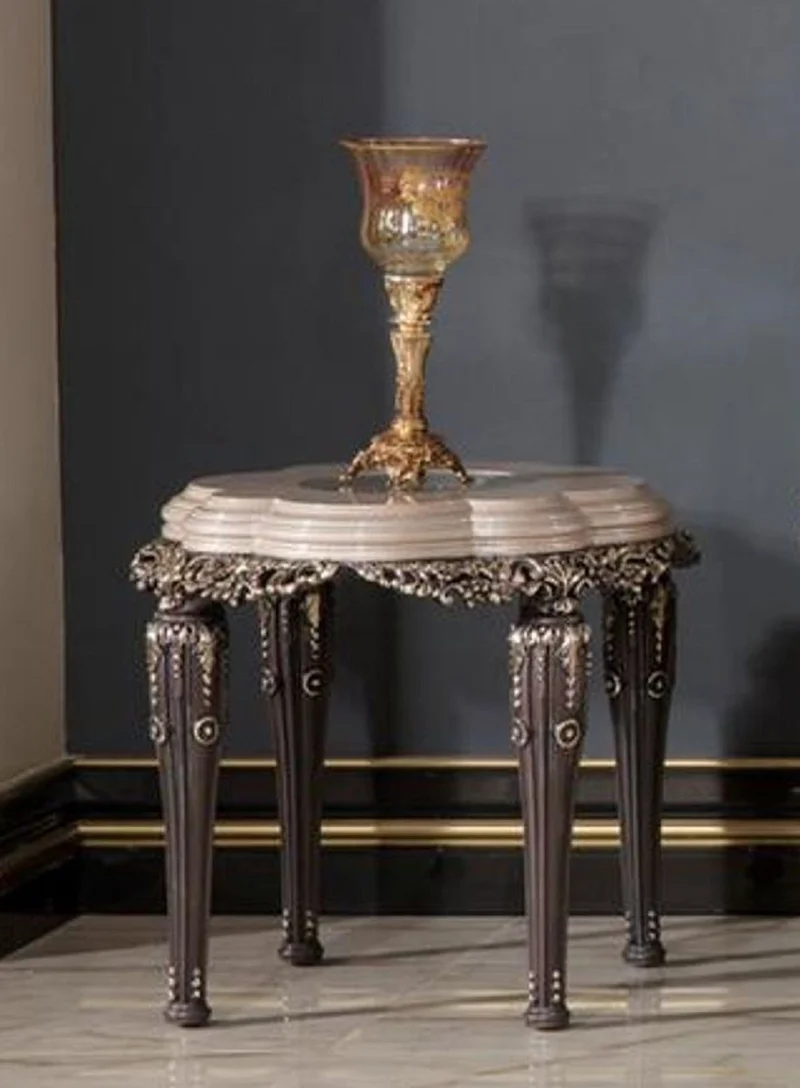 Casa Padrino Luxus Barock Beistelltisch Grau / Braun / Gold H. 60 cm - Barock Möbel