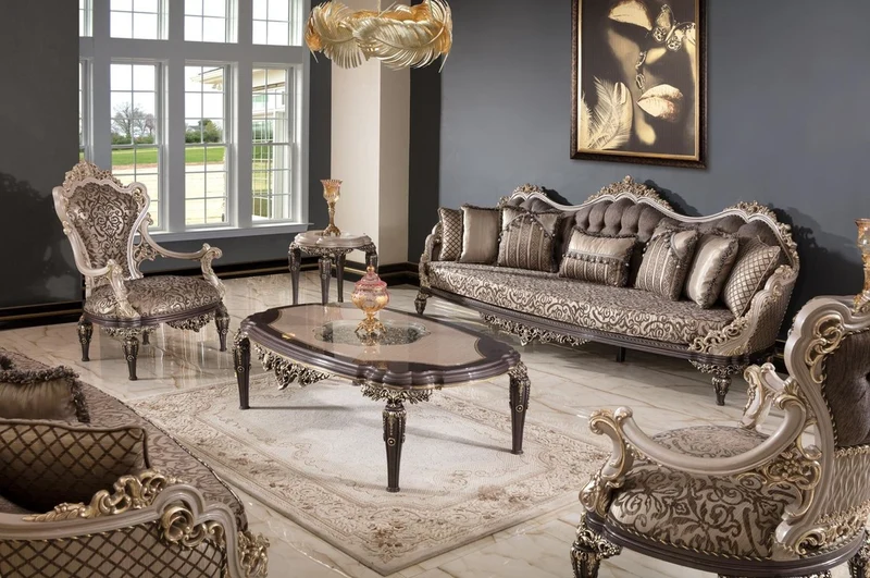 Casa Padrino Luxus Barock Beistelltisch Grau / Braun / Gold H. 60 cm - Barock Möbel