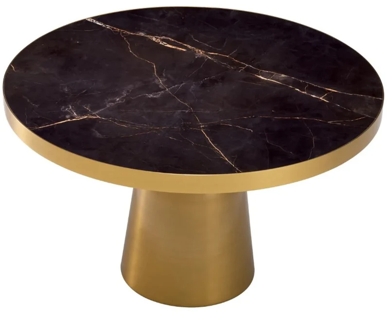 Casa Padrino Luxus Couchtisch schwarz / Antik Messingfarbig Ø 79,5 x H. 47,5 cm - Runder Couchtisch - Luxus Wohnzimmer Möbel