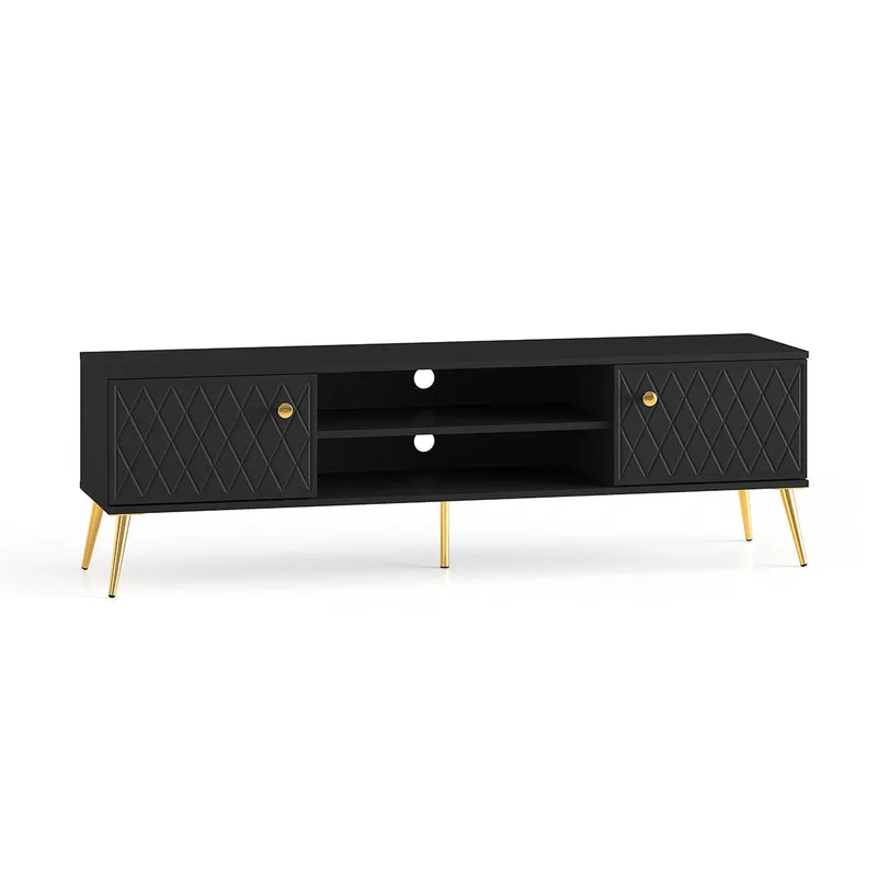 Meuble TV 2 portes 160 cm Manoé Noir