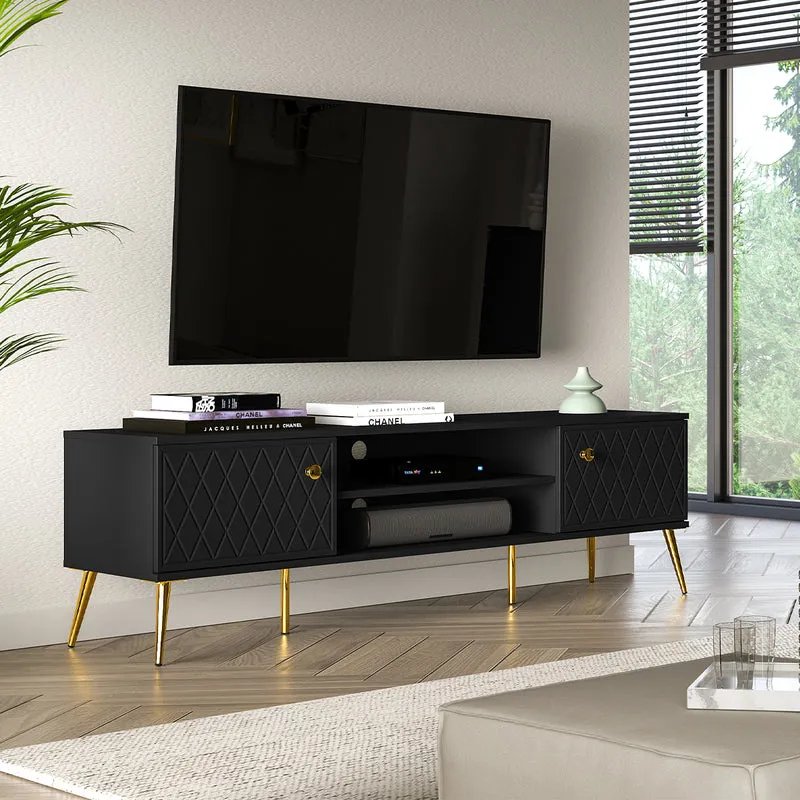 Meuble TV 2 portes 160 cm Manoé Noir