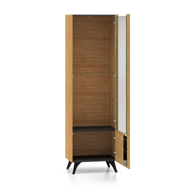 Vitrine 2 portes droite Soah Bois et Noir