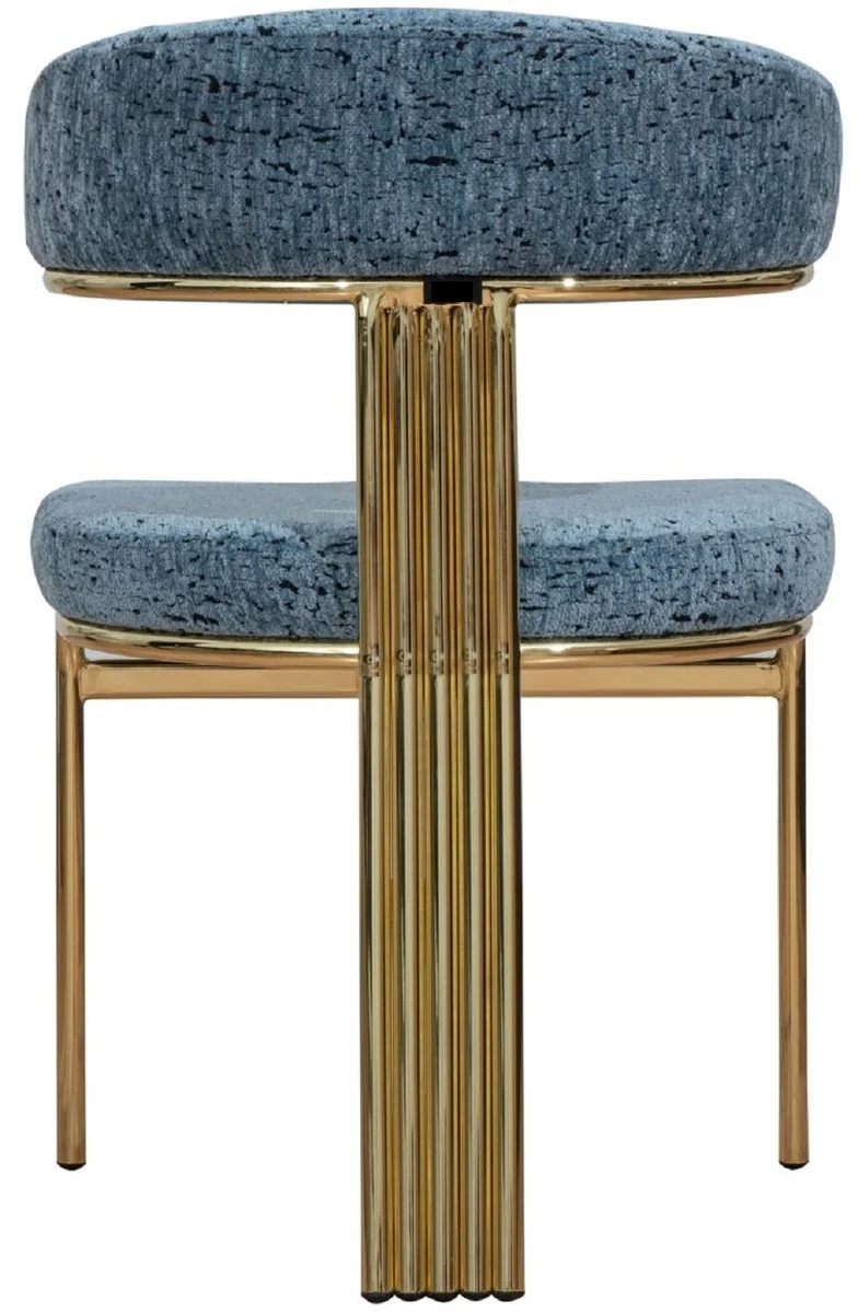 Casa Padrino Luxus Esszimmer Stuhl Blau / Gold H. 83 cm