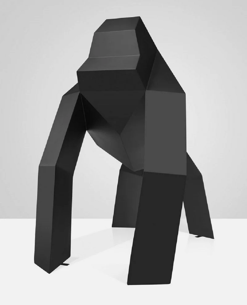 Casa Padrino XXL Deko Skulptur Gorilla Schwarz 175 x H. 170 cm