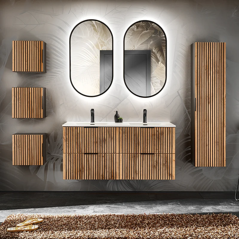 Armoire murale 1 porte Gaia Noir et Bois