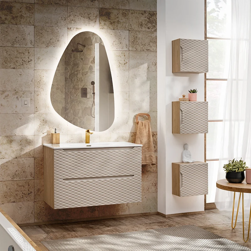 Armoire murale 1 porte Elora Beige et Bois