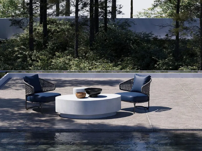 Casa Padrino Luxus Beton Couchtisch Weiß 142 cm - Wohnzimmer & Garten Möbel