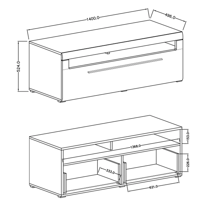 Meuble TV 1 tiroir 140 cm Louis Bois