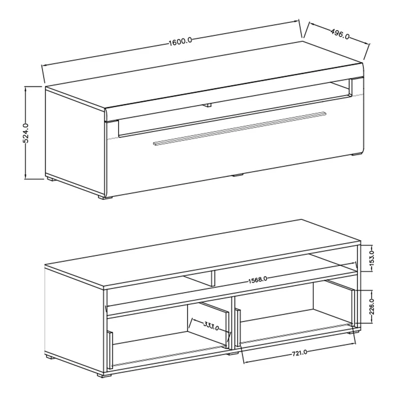 Meuble TV 1 tiroir 160 cm Louis Bois