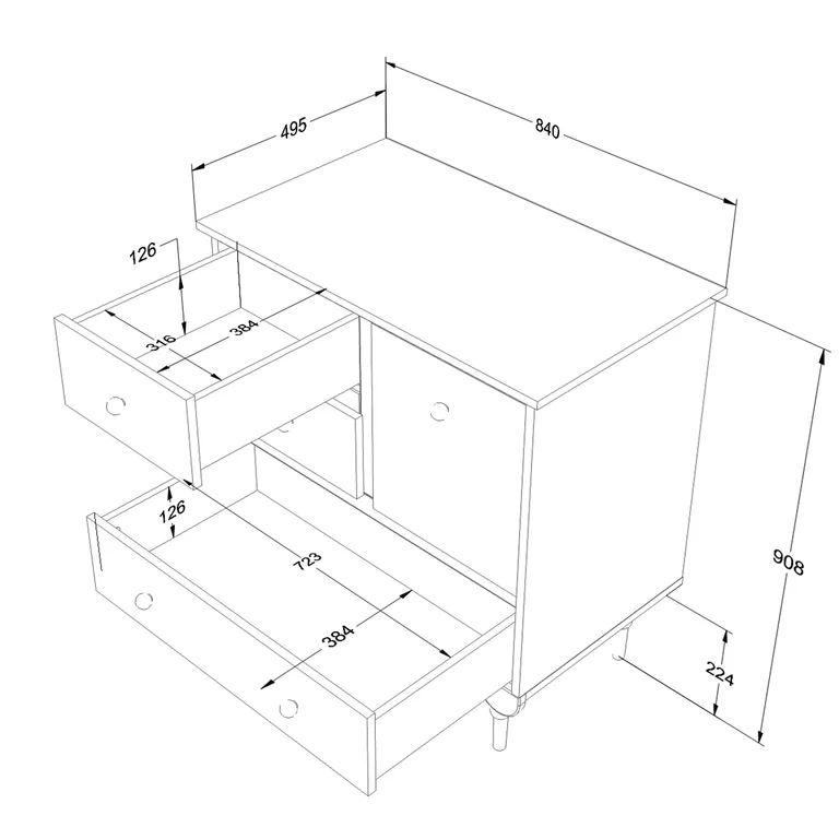 Lit évolutif 70x140 et commode 3 tiroirs Wood Luck Babushka Rose
