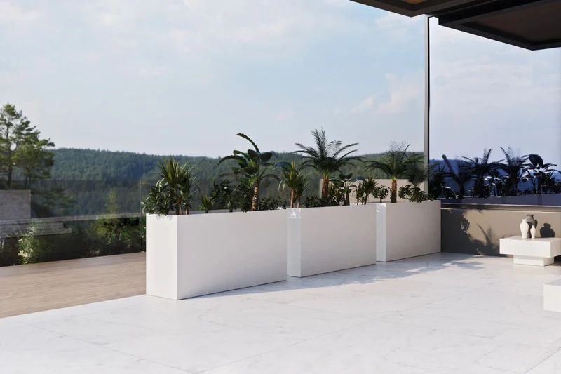 Casa Padrino Luxus Blumentopf Matt Weiß 160 cm - Rechteckiger Pflanzentopf