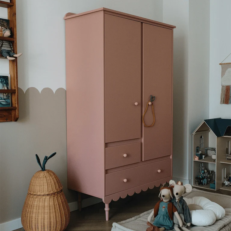 Armoire 2 portes 2 tiroirs Wood Luck Babushka Rose