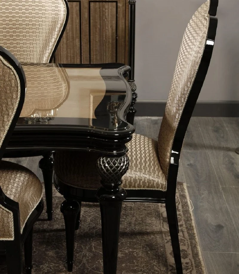 Casa Padrino Luxus Barock Esszimmer Set Gold / Schwarz - Handgefertigte Barock Esszimmer Möbel