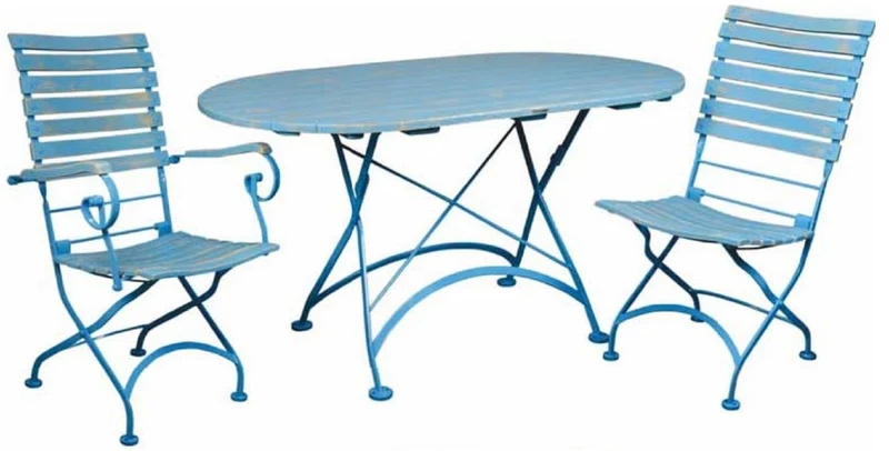 Casa Padrino Jugendstil Gartenstuhl Antik Hellblau H. 95 cm - Jugendstil Garten Möbel