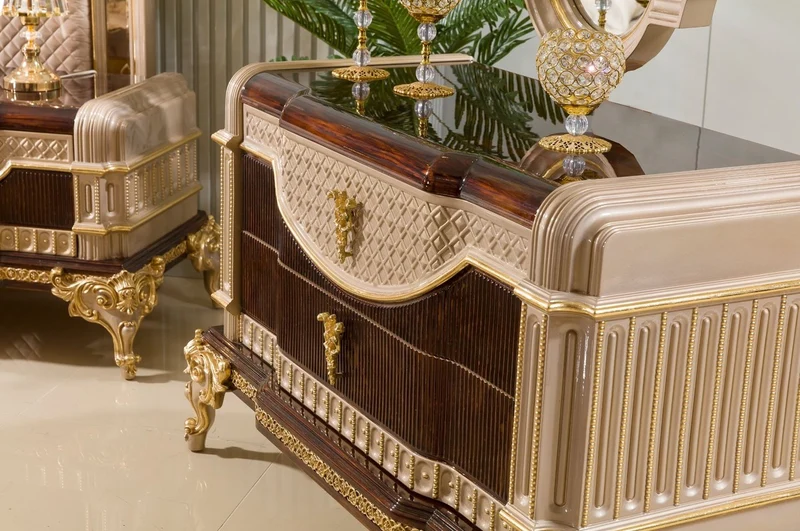 Casa Padrino Luxus Barock Kommode mit Spiegel Dunkelbraun / Grau / Gold - Barock Möbel