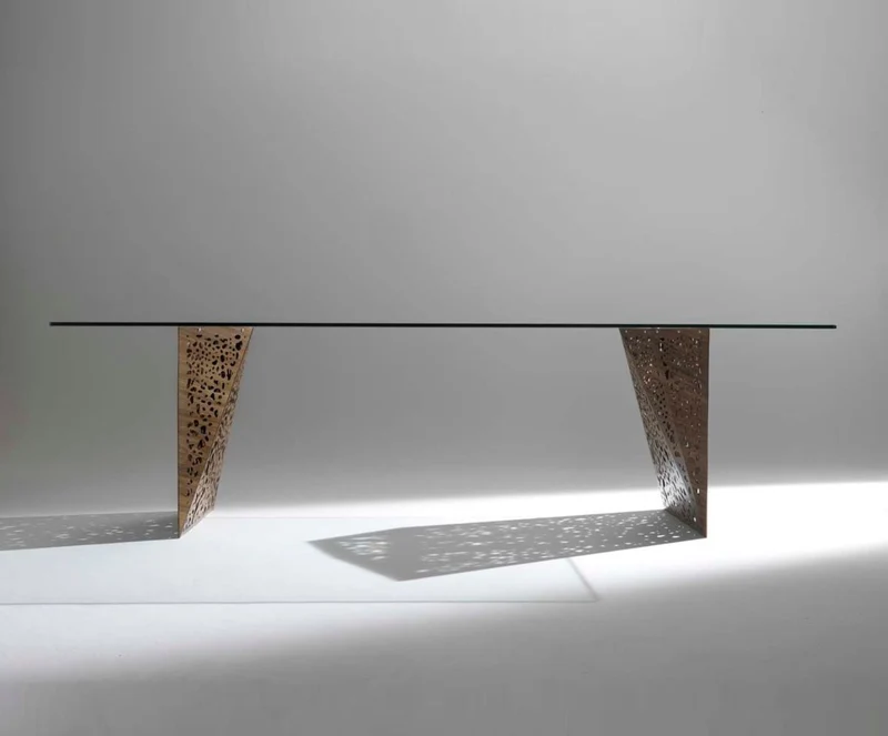 Casa Padrino Luxus Esstisch mit Glasplatte und LED Beleuchtung Braun 250 cm - Made in Italy