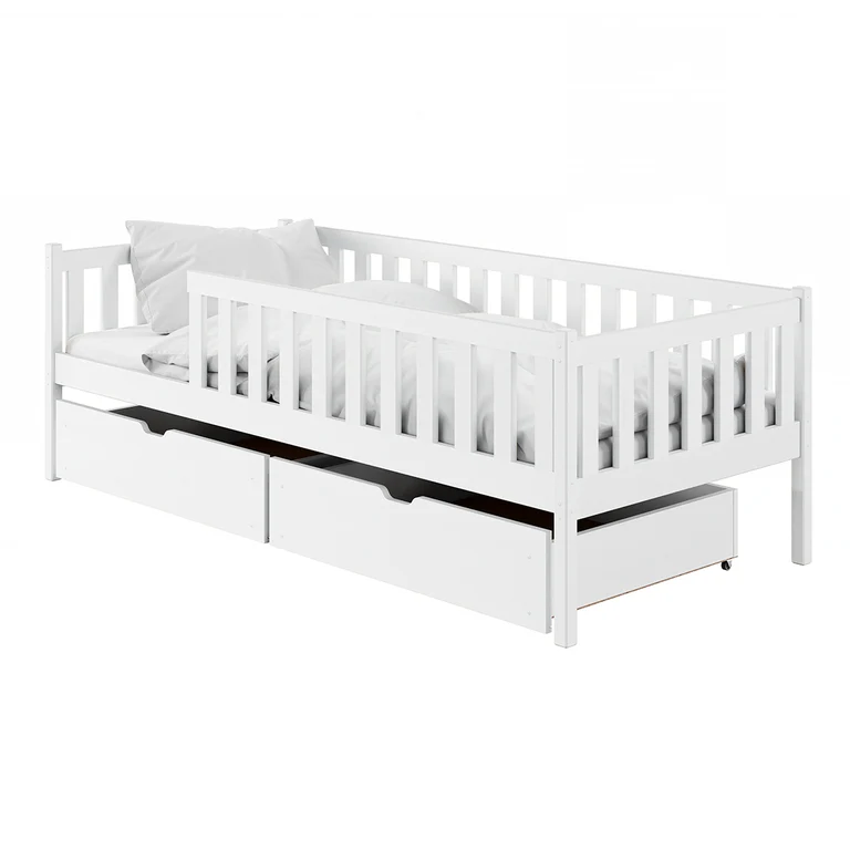 Lit 90x200 sommier et tiroirs inclus Antoine Blanc