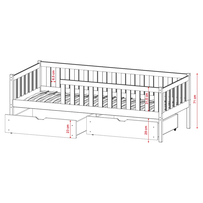 Lit 90x200 sommier et tiroirs inclus Antoine Blanc