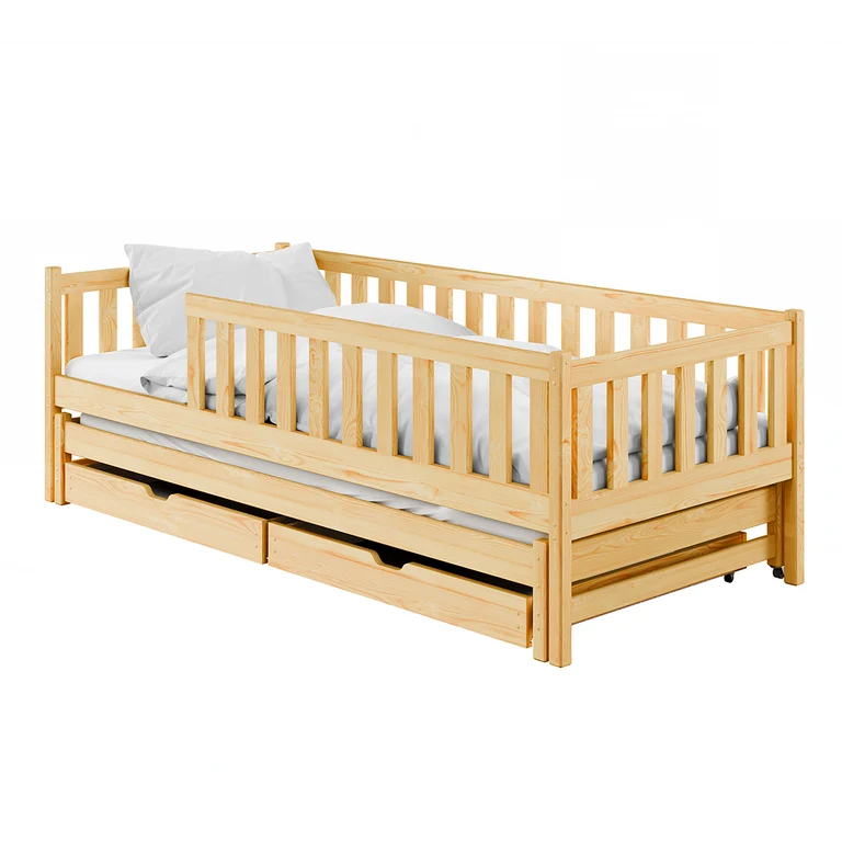 Lit 90x190 sommier lit gigogne et tiroirs inclus Antoine Bois
