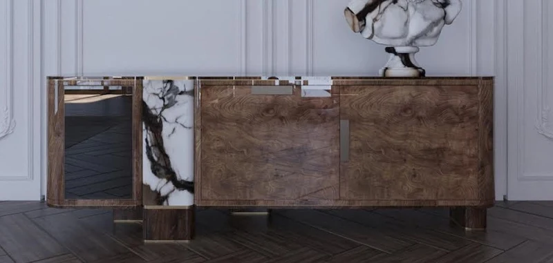 Casa Padrino Luxus Sideboard Braun / Weiß / Schwarz / Messing 230 cm