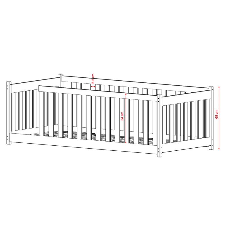 Lit au sol 90x200 sommier inclus Lilou Blanc