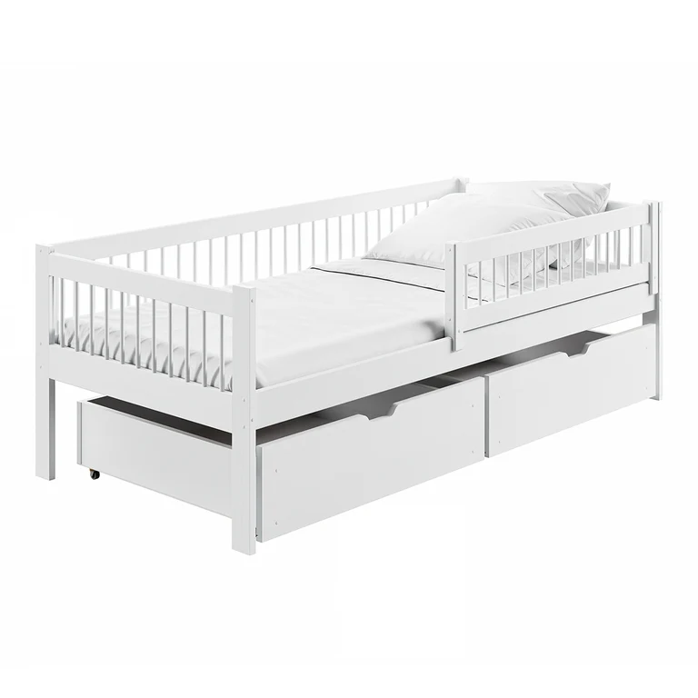Lit 90x190 sommier et tiroirs inclus Edouard Blanc