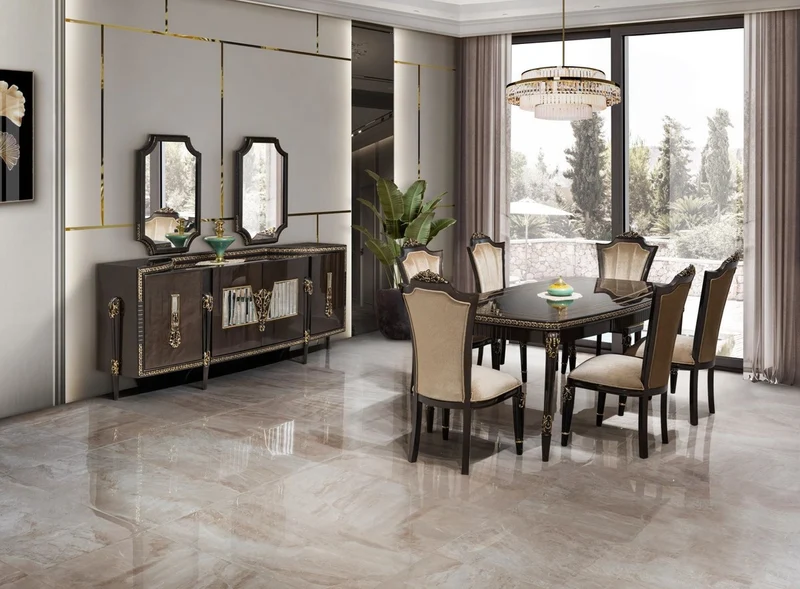 Casa Padrino Luxus Barock Esszimmer Stuhl Hellbraun H. 115 cm - Barock Möbel