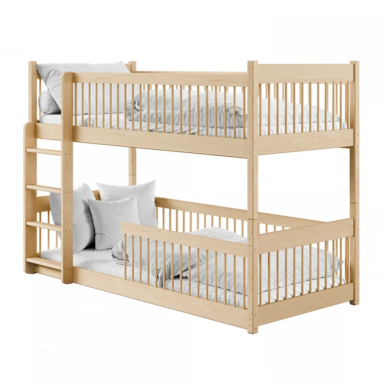 Lit superposé 90x200 au sol sommiers inclus Marion Bois