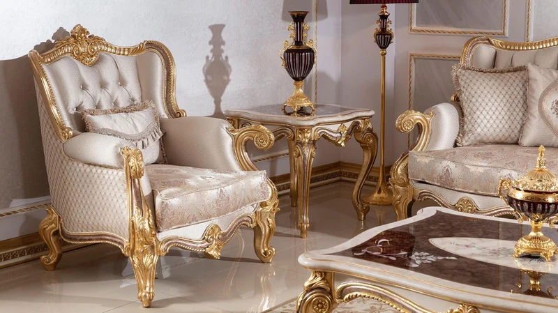 Casa Padrino Luxus Barockstil Wohnzimmer Möbel Set Silber / Braun / Gold
