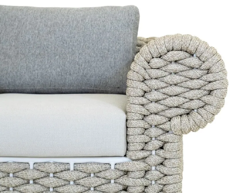 Casa Padrino Luxus Gartensessel Grau / Beige / Weiß 135 cm