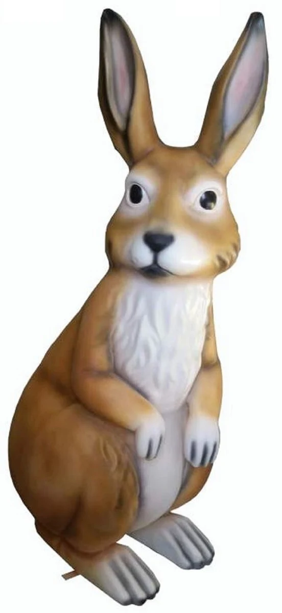 Casa Padrino Luxus XXL Deko Skulptur Hase Braun / Weiß H. 220 cm