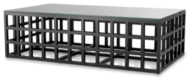 Casa Padrino Luxus Massivholz Couchtisch mit Glasplatte Schwarz 139,5 cm